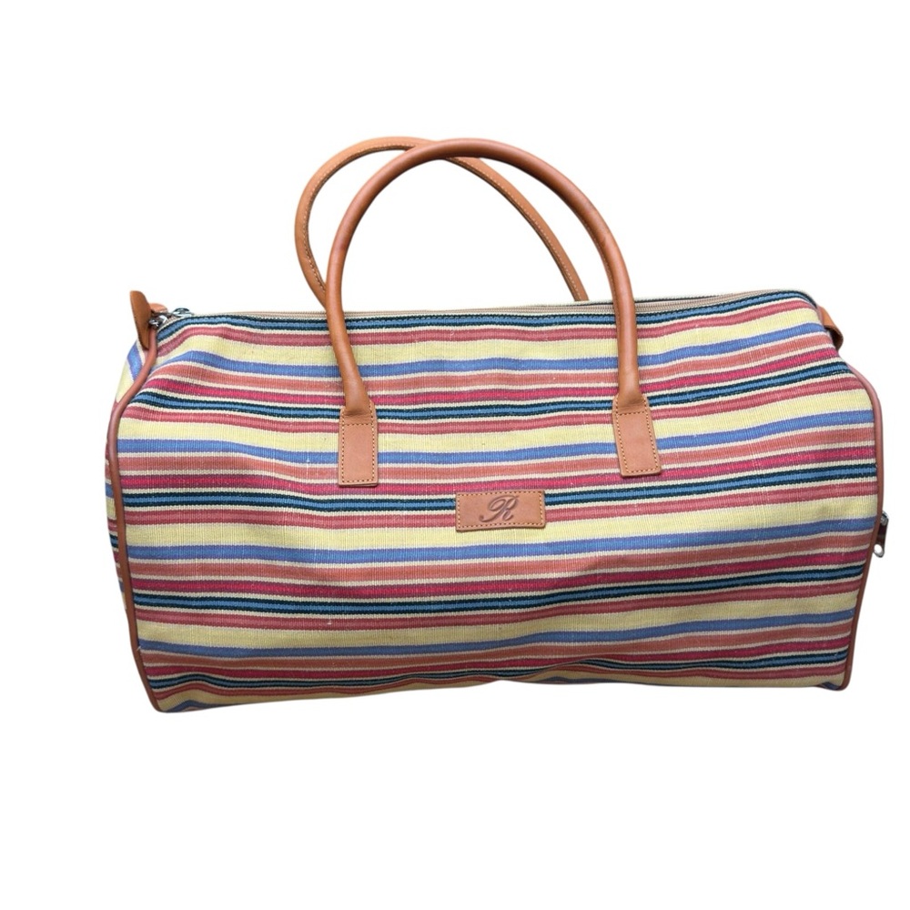 Paula Agustina Ricci Check Barrel Canvas Leather Handbag Multicolor Duffel Bag